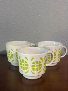 Set of 3 small floral mugs Sarreguemines